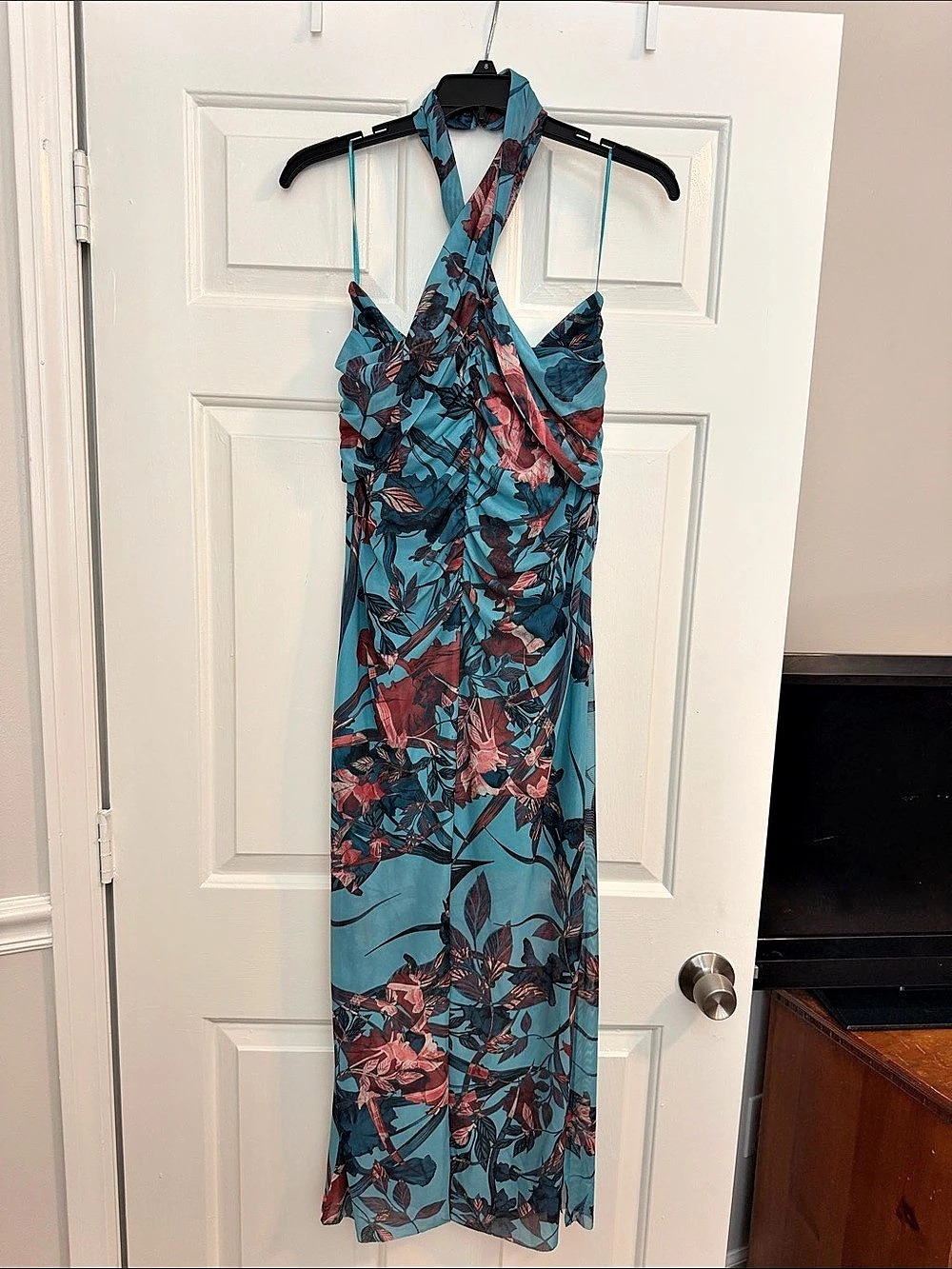 AllSaints Mesh Midi Dress Floral Halter dress